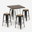 ensemble 4 tabourets Lix table haute 60x60cm bois bar industriel bent white Remises