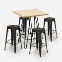 ensemble 4 tabourets bois table haute 60x60cm industriel bar cuisine oudin Remises
