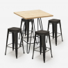 ensemble 4 tabourets bois table haute 60x60cm industriel bar cuisine oudin Remises