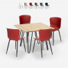 Ensemble 4 Chaises et 1 Table Carrée 80x80cm Design Industriel Claw Light Réductions