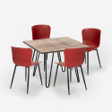 Ensemble Table Carrée 80x80cm et 4 Chaises Bois Métal Style Industriel Claw Dimensions
