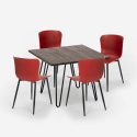 Ensemble Table 80x80cm Carrée et 4 Chaises Style Industriel Métal Claw Dark Achat