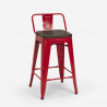 ensemble 4 tabourets table 60x60cm bois métal bar industriel peaky 