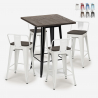 ensemble 4 tabourets style table 60x60cm bois métal industriel peaky black Offre