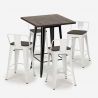 ensemble 4 tabourets style table 60x60cm bois métal industriel peaky black Prix