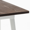 ensemble 4 tabourets bois métal table 60x60cm industriel peaky white 