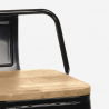 ensemble table 60x60cm 4 tabourets style métal et bois industriel bucket steel 
