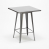 ensemble table 60x60cm 4 tabourets style métal et bois industriel bucket steel 