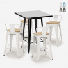 ensemble table noire 60x60cm 4 tabourets style métal bar cuisine bucket steel black Offre