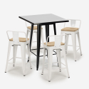 ensemble table noire 60x60cm 4 tabourets style métal bar cuisine bucket steel black Modèle