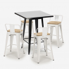 ensemble table noire 60x60cm 4 tabourets style métal bar cuisine bucket steel black Modèle