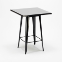 ensemble table noire 60x60cm 4 tabourets style métal bar cuisine bucket steel black 