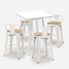 ensemble 4 tabourets style table blanche 60x60cm industriel bucket steel white Catalogue