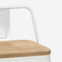 ensemble 4 tabourets style table blanche 60x60cm industriel bucket steel white 