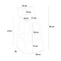ensemble 4 tabourets style table blanche 60x60cm industriel bucket steel white 