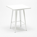 ensemble 4 tabourets style table blanche 60x60cm industriel bucket steel white 