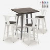 ensemble table haute 60x60cm 4 tabourets bois métal industriel bruck wood Offre