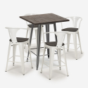 ensemble table haute 60x60cm 4 tabourets bois métal industriel bruck wood Prix