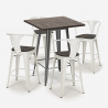 ensemble table haute 60x60cm 4 tabourets bois métal industriel bruck wood Prix
