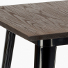 ensemble 4 tabourets table haute 60x60cm métal industriel bruck wood black 