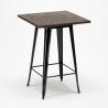 ensemble 4 tabourets Lix table haute 60x60cm métal industriel bruck wood black 