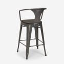 ensemble 4 tabourets table haute 60x60cm métal industriel bruck wood black 