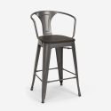 ensemble 4 tabourets table haute 60x60cm métal industriel bruck wood black 