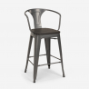 ensemble 4 tabourets table haute 60x60cm métal industriel bruck wood black 