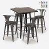 ensemble 4 tabourets table haute 60x60cm métal industriel bruck wood black Catalogue