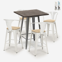 ensemble table 60x60cm et 4 tabourets de style bar cuisine industriel bruck top light Vente