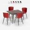 Ensemble Table Carrée 80x80cm Design Industriel et 4 Chaises Cuisine Restaurant Anvil Réductions