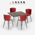 ensemble de 4 chaises et 1 table carrée 80x80cm Lix bois métalrestaurant cuisine anvil light Remises