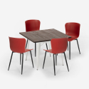 ensemble de 4 chaises et 1 table carrée 80x80cm bois métalrestaurant cuisine anvil light Prix