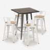 ensemble 4 tabourets table 60x60cm bar bois métal industriel rough Modèle