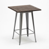 ensemble 4 tabourets table 60x60cm bar bois métal industriel rough Dimensions