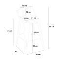 ensemble 4 tabourets table 60x60cm bar bois métal industriel rough 