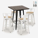 ensemble 4 tabourets style table 60x60cm bar bois métal industriel rough black Offre