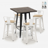 ensemble 4 tabourets style table 60x60cm bar bois métal industriel rough black Offre