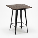 ensemble 4 tabourets style table 60x60cm bar bois métal industriel rough black 