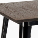 ensemble 4 tabourets style table 60x60cm bar bois métal industriel rough black 