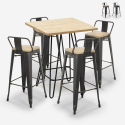 ensemble 4 tabourets vintage style Lix table haute 60x60cm bar industriel rhodes Promotion