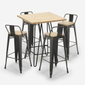ensemble 4 tabourets vintage style table haute 60x60cm bar industriel rhodes Remises