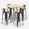 ensemble 4 tabourets vintage style Lix table haute 60x60cm bar industriel rhodes Remises