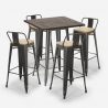 ensemble table haute 60x60cm 4 tabourets style bar métal design vintage axel Réductions