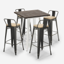 ensemble table haute 60x60cm bois métal bar 4 tabourets style vintage axel white Remises