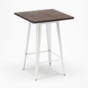 ensemble table haute 60x60cm bois métal bar 4 tabourets style vintage axel white Achat