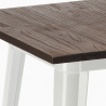ensemble table haute 60x60cm bois métal bar 4 tabourets style vintage axel white 