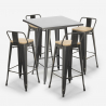 ensemble 4 tabourets vintage table haute 60x60cm bar cuisine industriel rush Remises