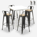 ensemble table haute 60x60cm blanc 4 tabourets vintage bar rush white Promotion