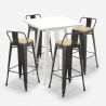 ensemble table haute 60x60cm blanc 4 tabourets vintage bar rush white Remises